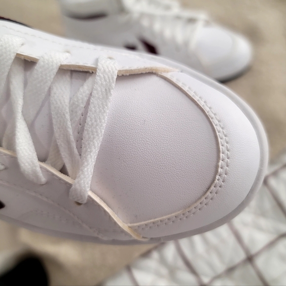 Converse Rival Mid White Deep Burgundy Star Chevron Retro Court 7.5 Unisex - Picture 4 of 16